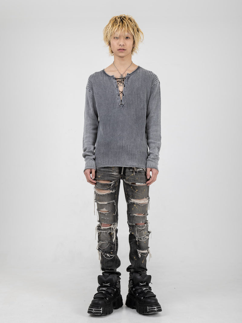 Faded Laceup Knit – YZ