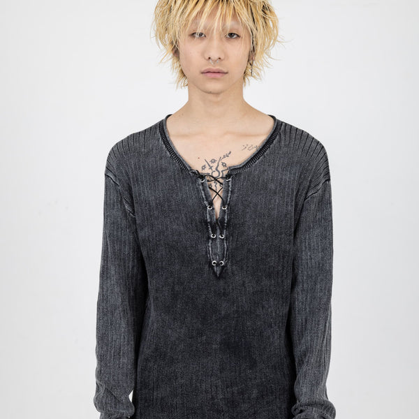 トップス C.E SIDE MESH LOOSE WAFFLE KNIT M 22SS Faded Laceup Knit – YZ