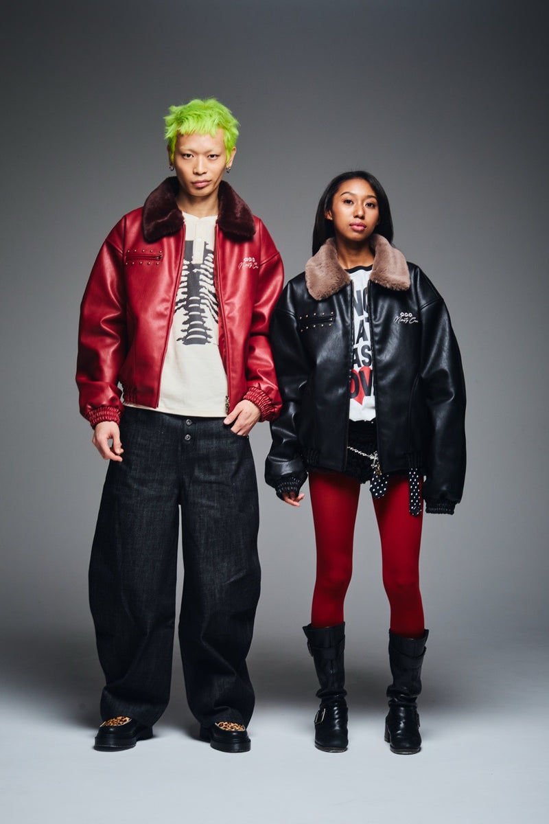 Synthetic Leather Fur Collar Blouson – YZ