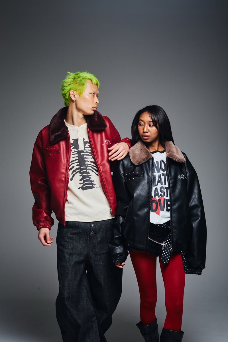 Synthetic Leather Fur Collar Blouson – YZ