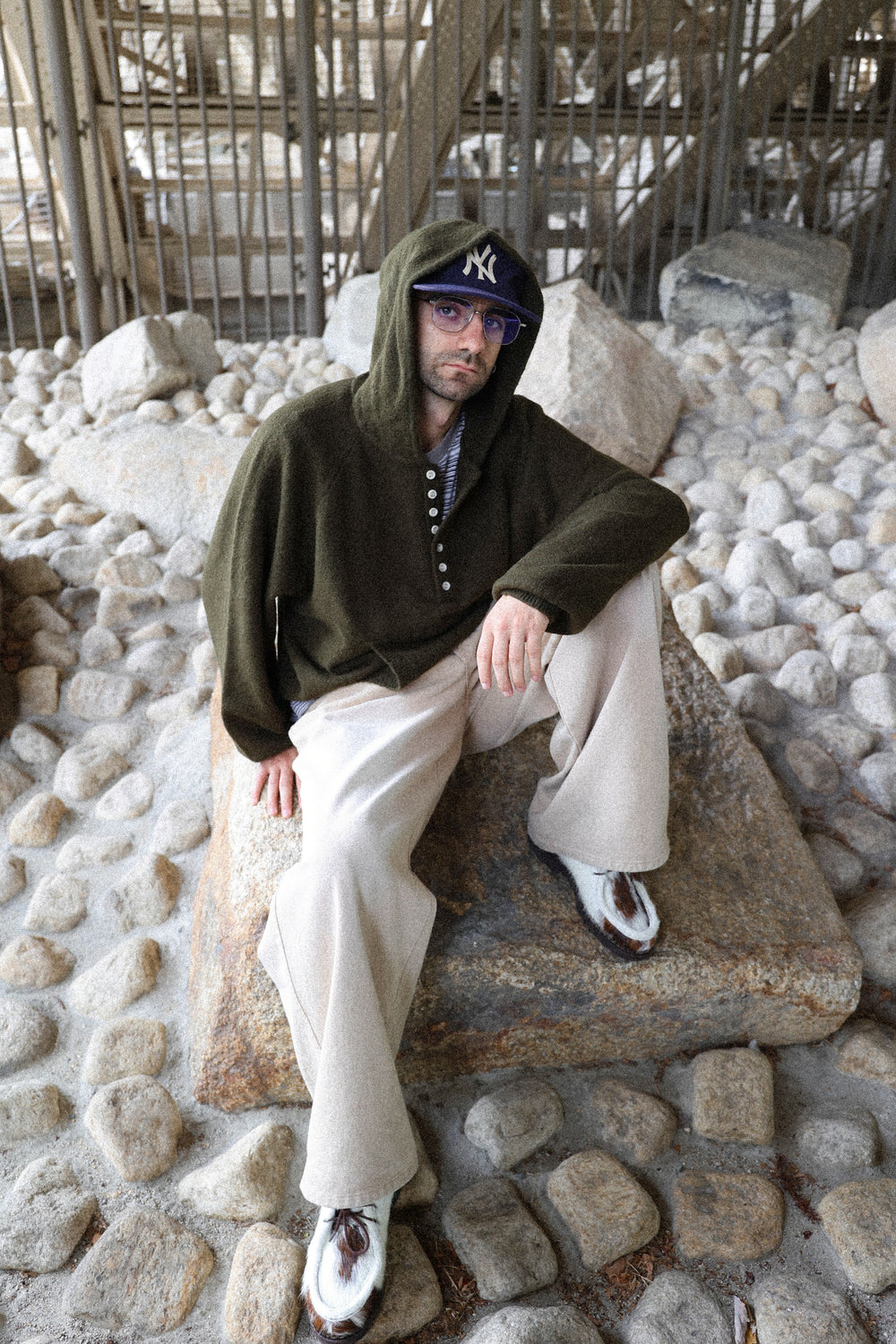 knit henley hoodie – YZ