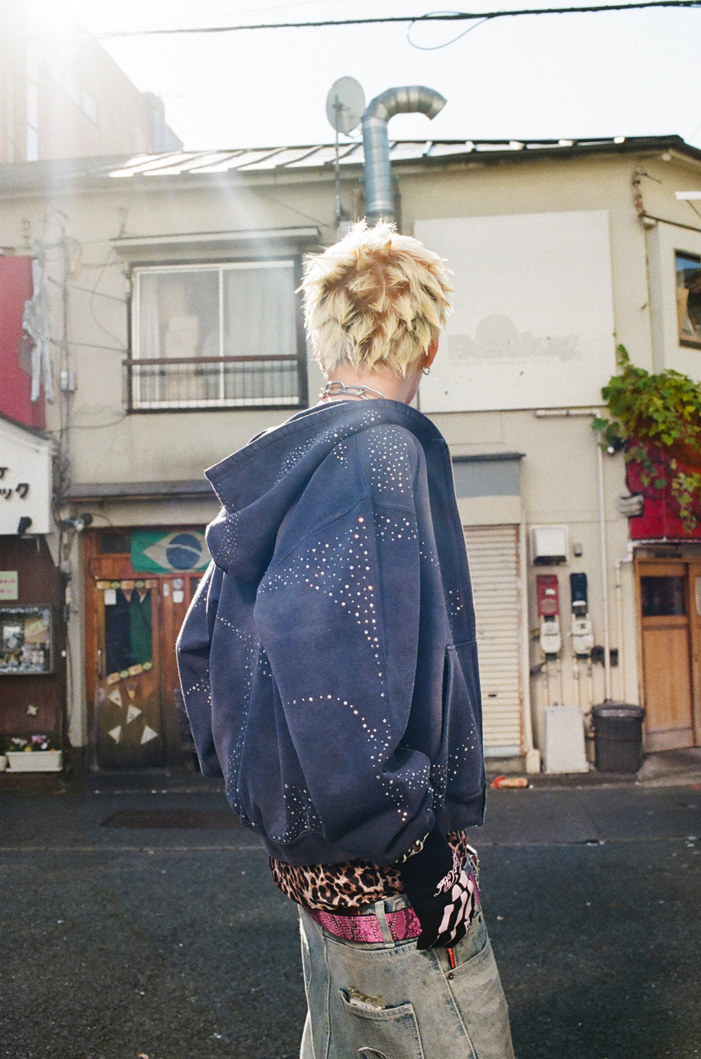 Bullet Logo Rhinestone Zip Hoodie – YZ