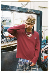 Cursive Logo Henley Neck Thermal L/S Tee