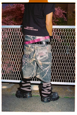 Sakura Embroidered Slub Buggy Jorts