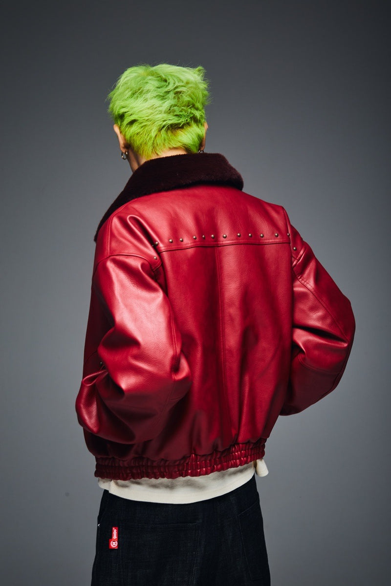 Synthetic Leather Fur Collar Blouson – YZ