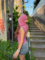 SLEEVELESS STRIPED HOODIE 