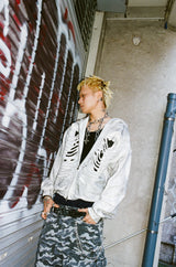 Bone Distressed Zip Hoodie 