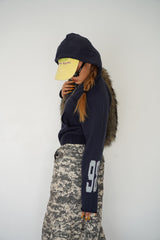 ハーフジップニットフーディー 