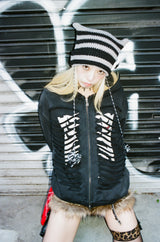 Bone Distressed Zip Hoodie 