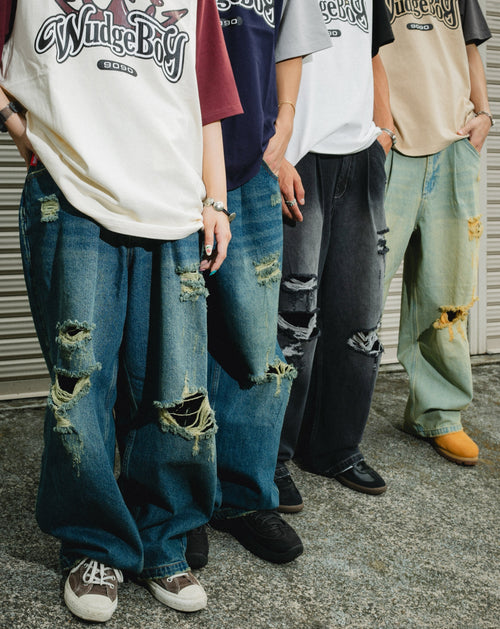 9090 × Wudge Boy Damage Denim Pants – YZ