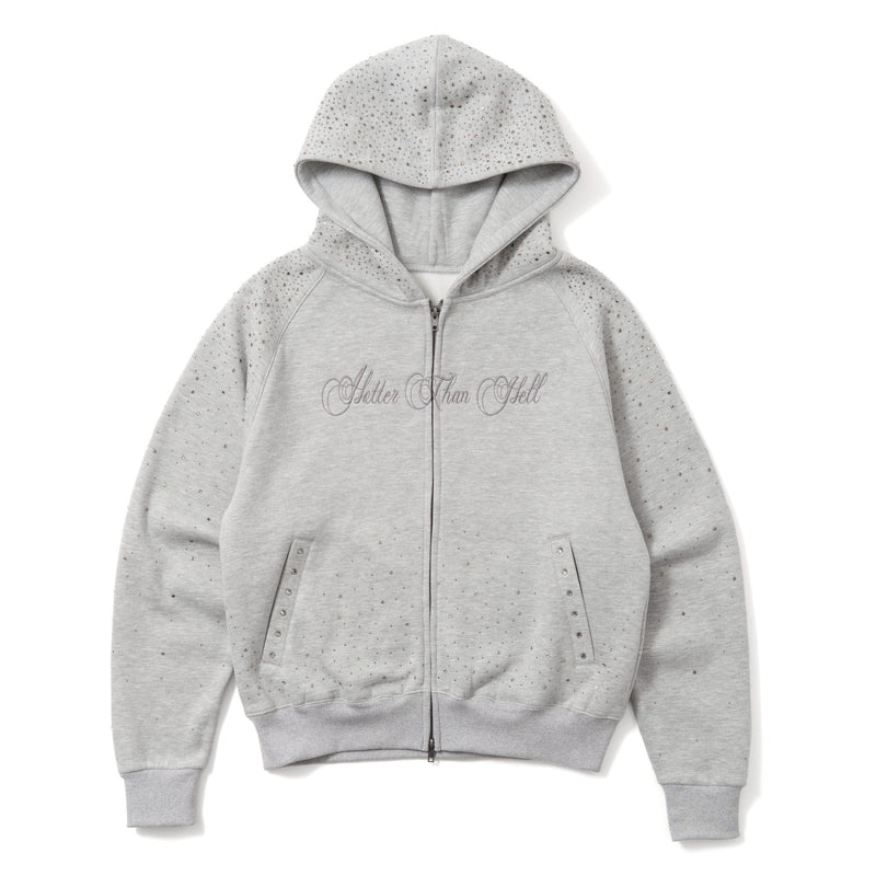 rhinestone scattered zip hoodie