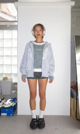 heart logo damage zip hoodie