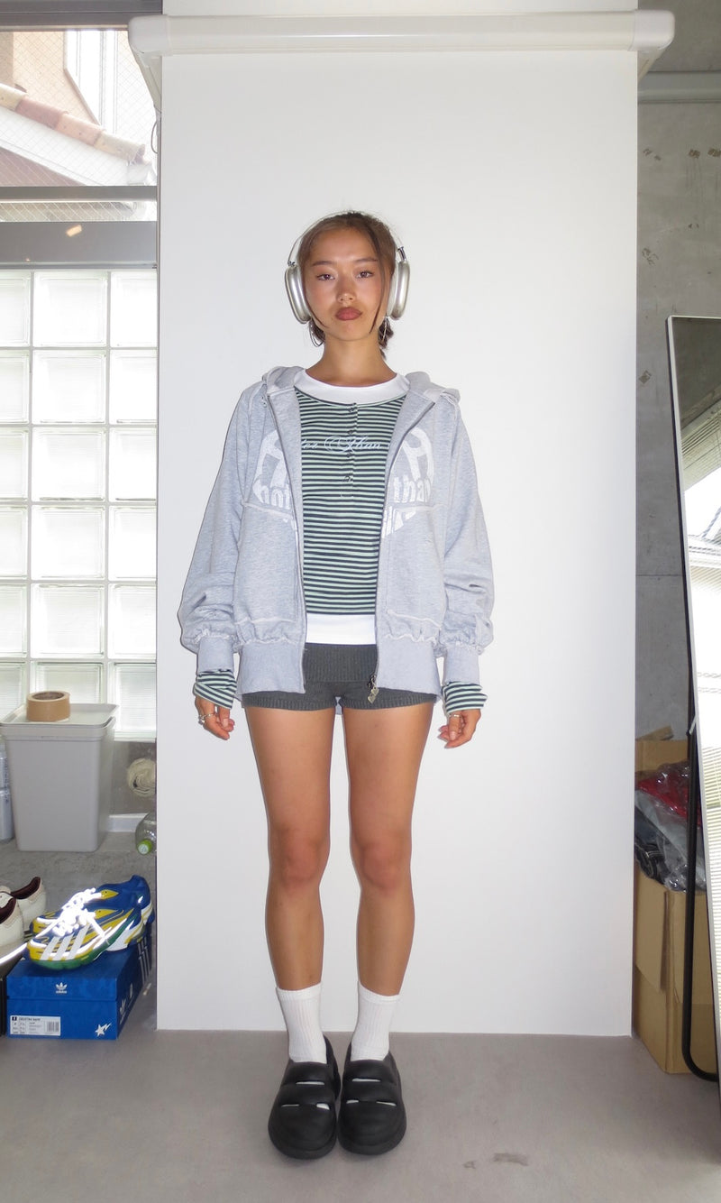 heart logo damage zip hoodie