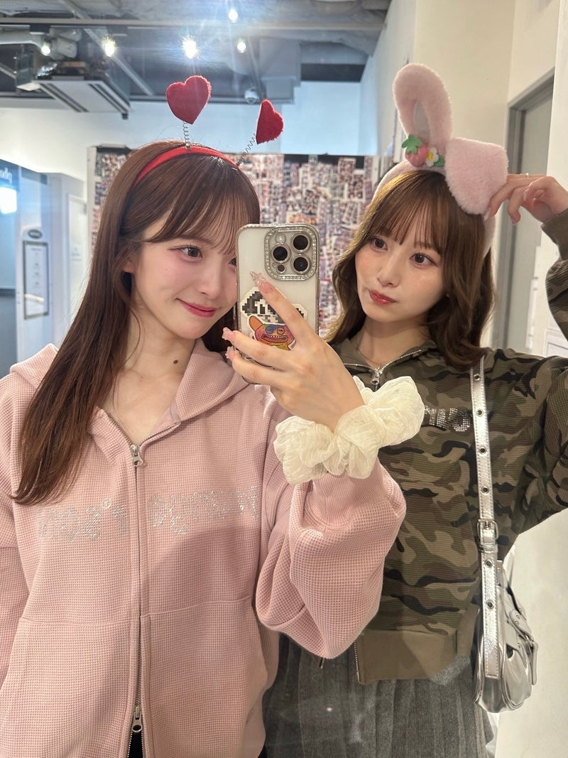 SC logo thermal zip hoodie