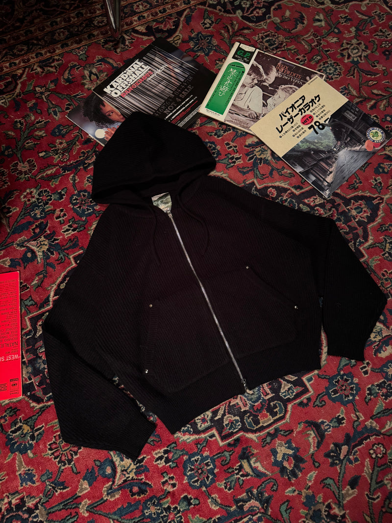 ballsy knit double zip hoodie