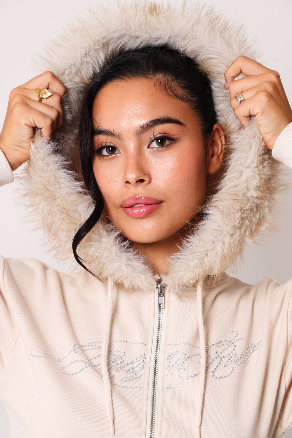 jent louis Fur Hood Zip Hoodie ファー フード Fur hood knit zip up