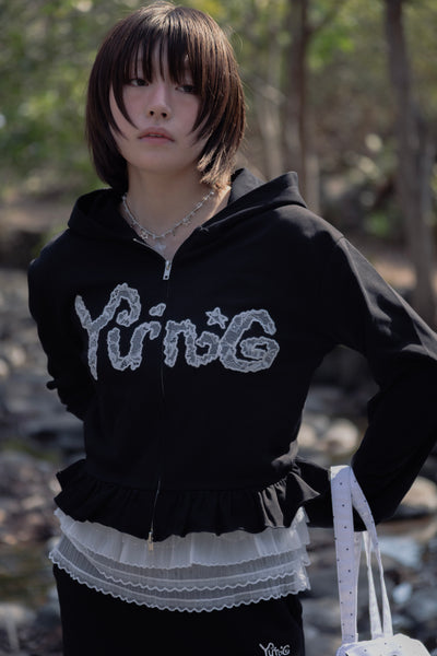 Lace wappen zip hoodie 【yung】 