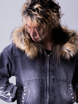 Destroy Fur Denim Zip Hoodie
