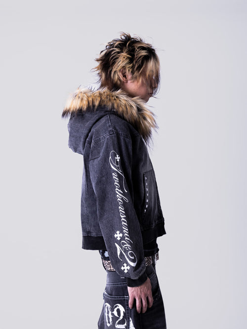 Destroy Fur Denim Zip Hoodie