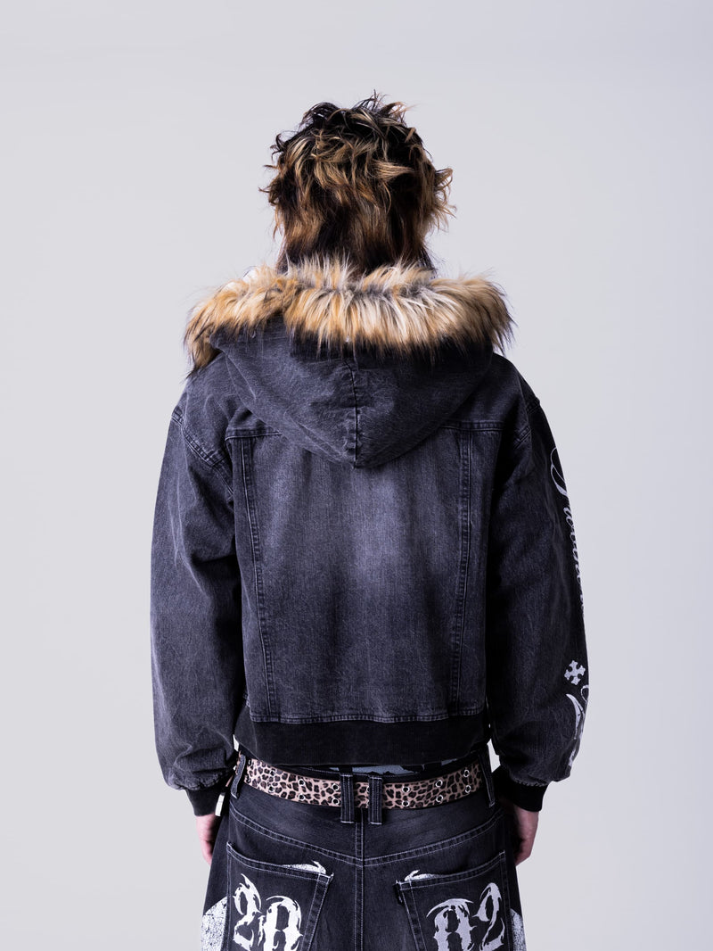 Destroy Fur Denim Zip Hoodie