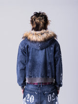Destroy Fur Denim Zip Hoodie