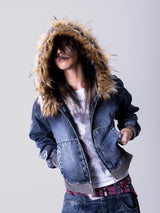 Destroy Fur Denim Zip Hoodie