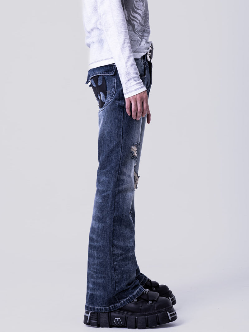 Double Cross Flare Denim Pants