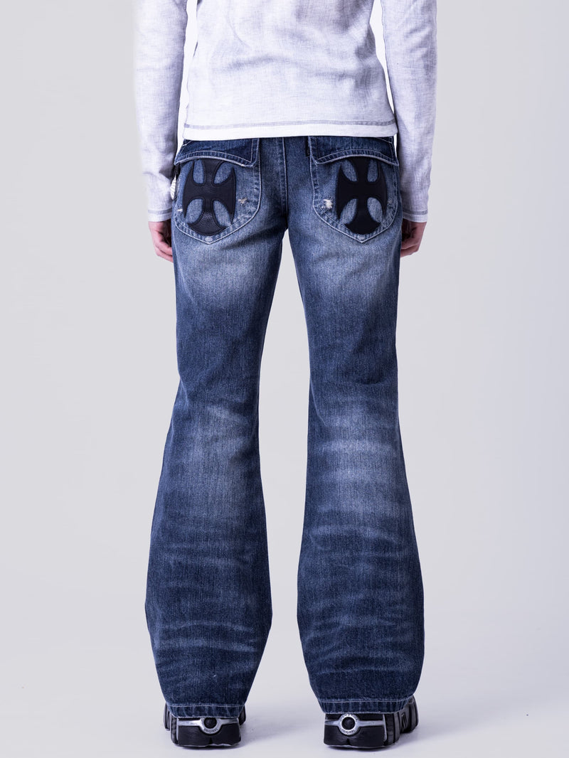 Double Cross Flare Denim Pants