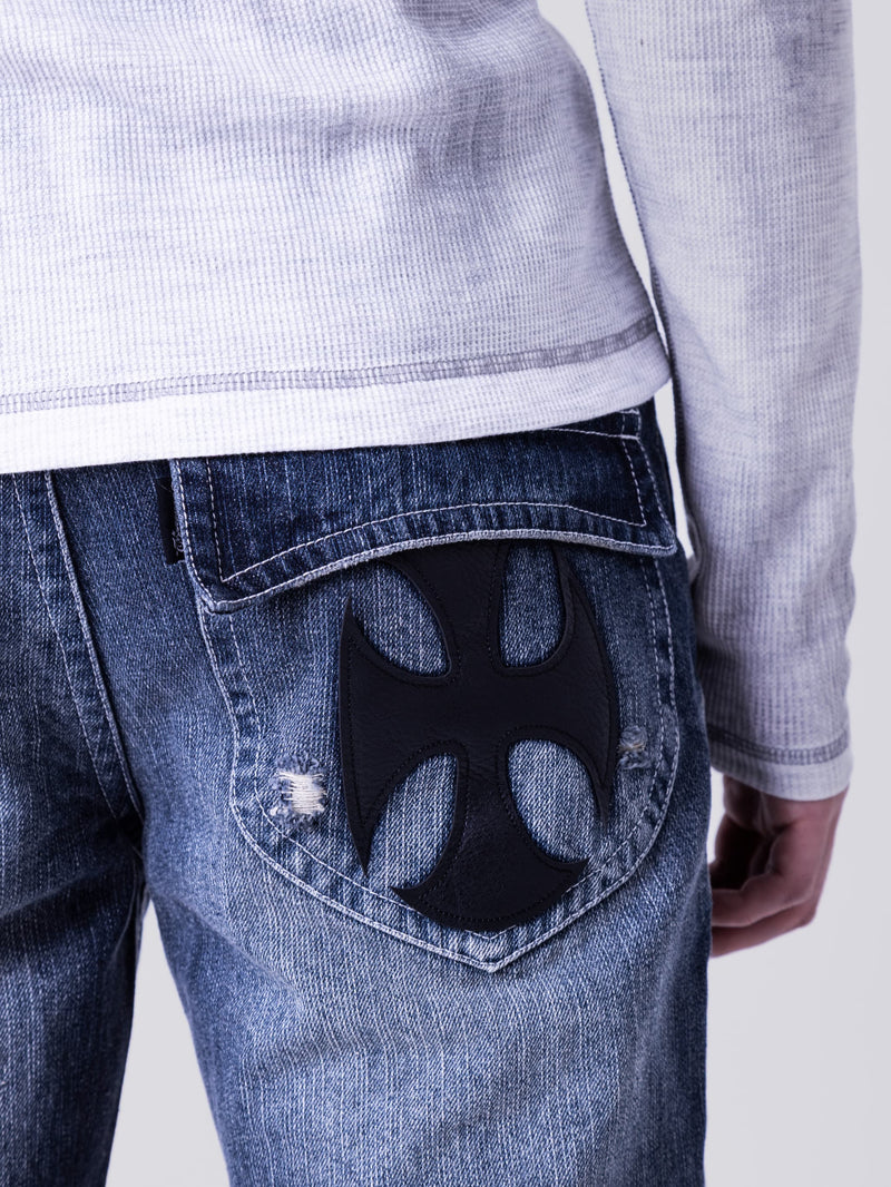 Double Cross Flare Denim Pants