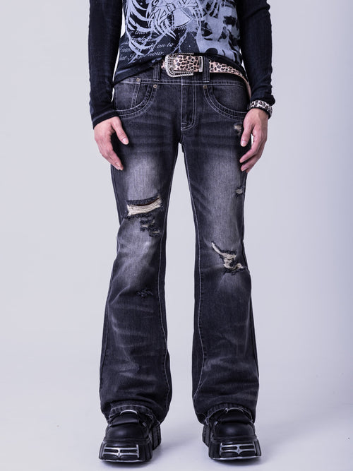 Double Cross Flare Denim Pants