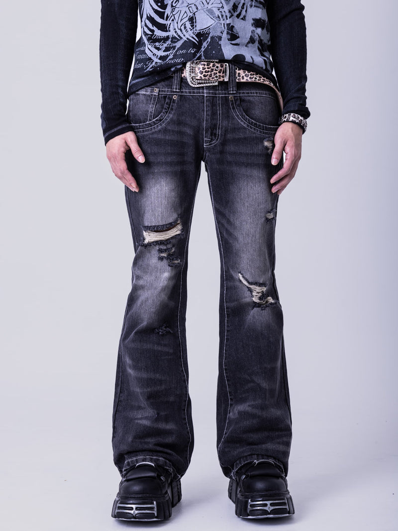 Double Cross Flare Denim Pants