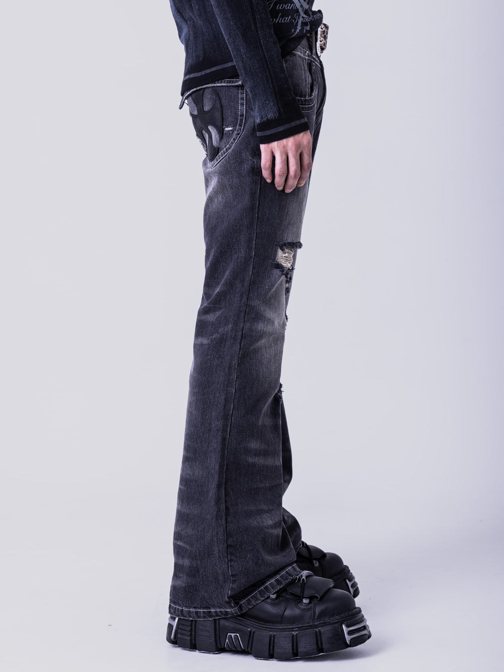 Double Cross Flare Denim Pants – YZ