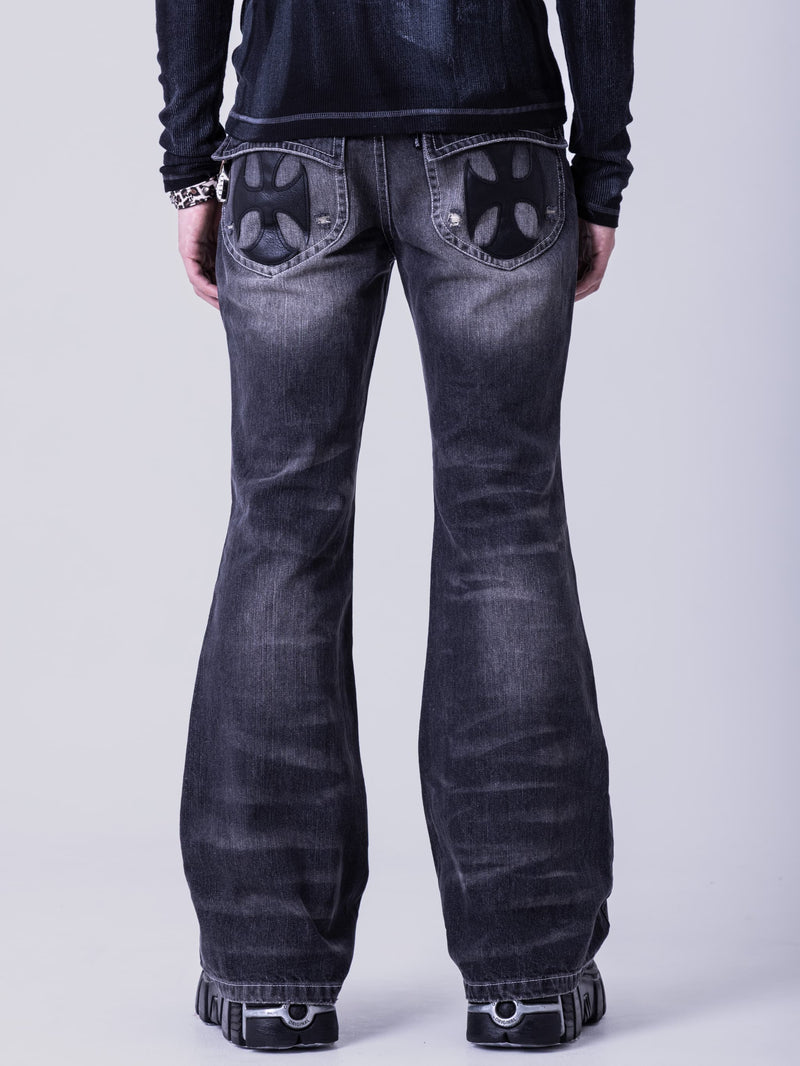 Double Cross Flare Denim Pants