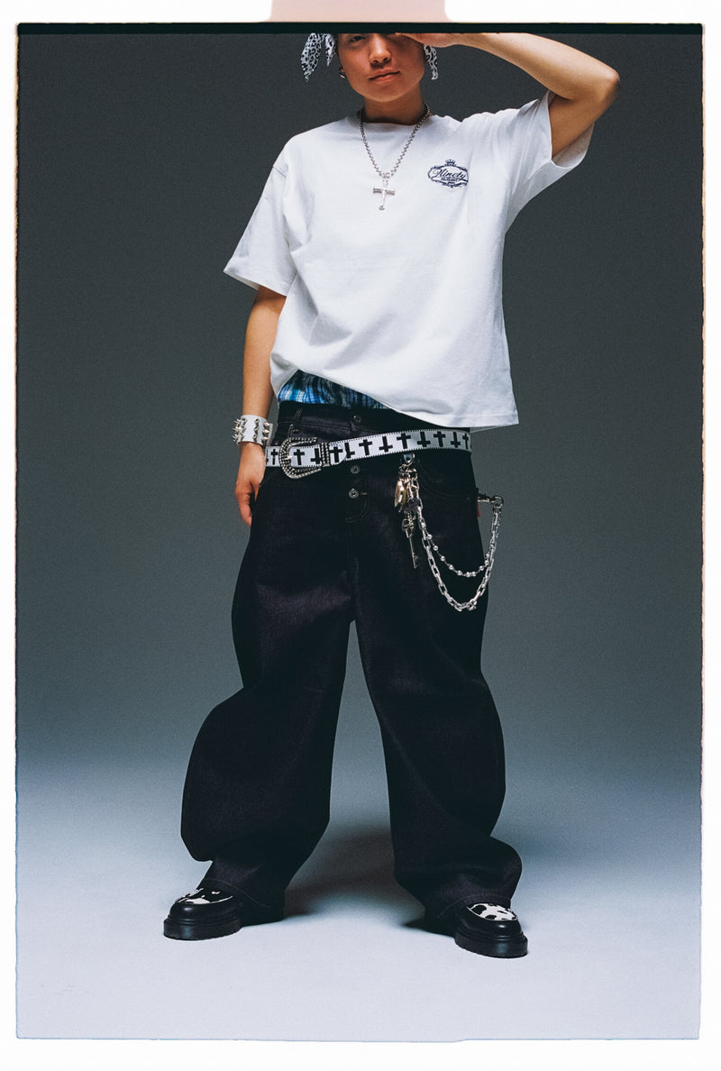 King Logo Slub Denim Buggy Pants – YZ
