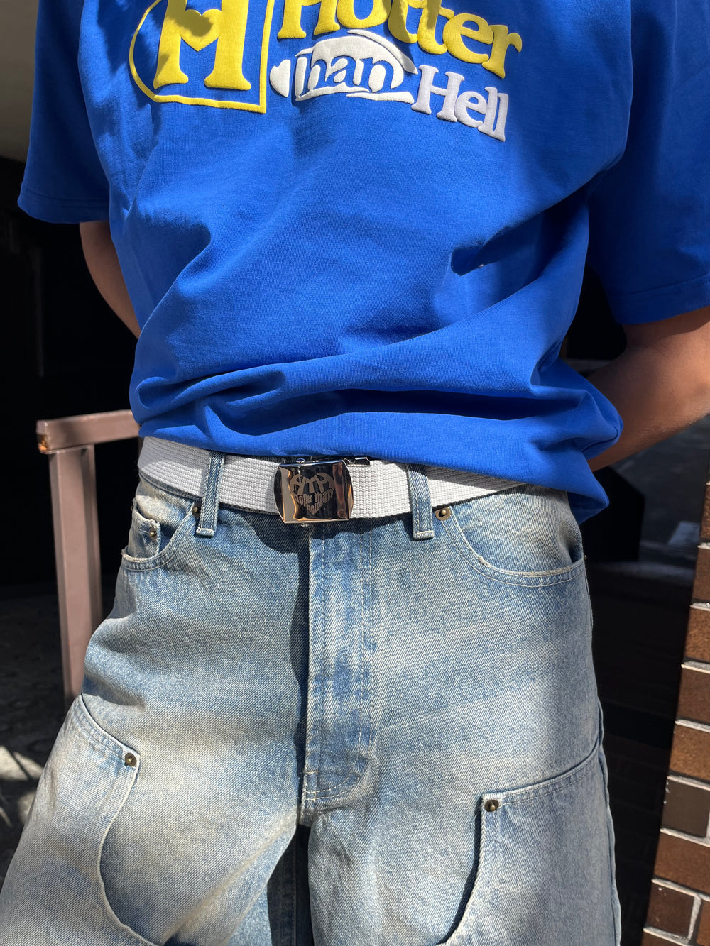 9090 Assort Studs Belt ホワイト 蛇柄ベルト 9090 Assort Studs Belt