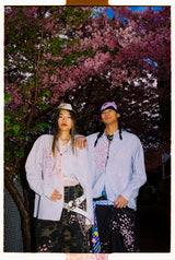 Sakura Embroidered Striped Shirt