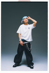 King Logo Slub Denim Buggy Pants