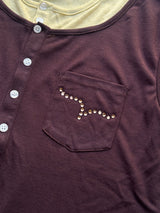 2-Layered Henley Rhinestone Tee