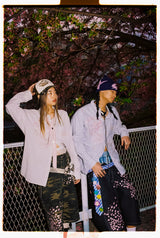 Sakura Embroidered Striped Shirt