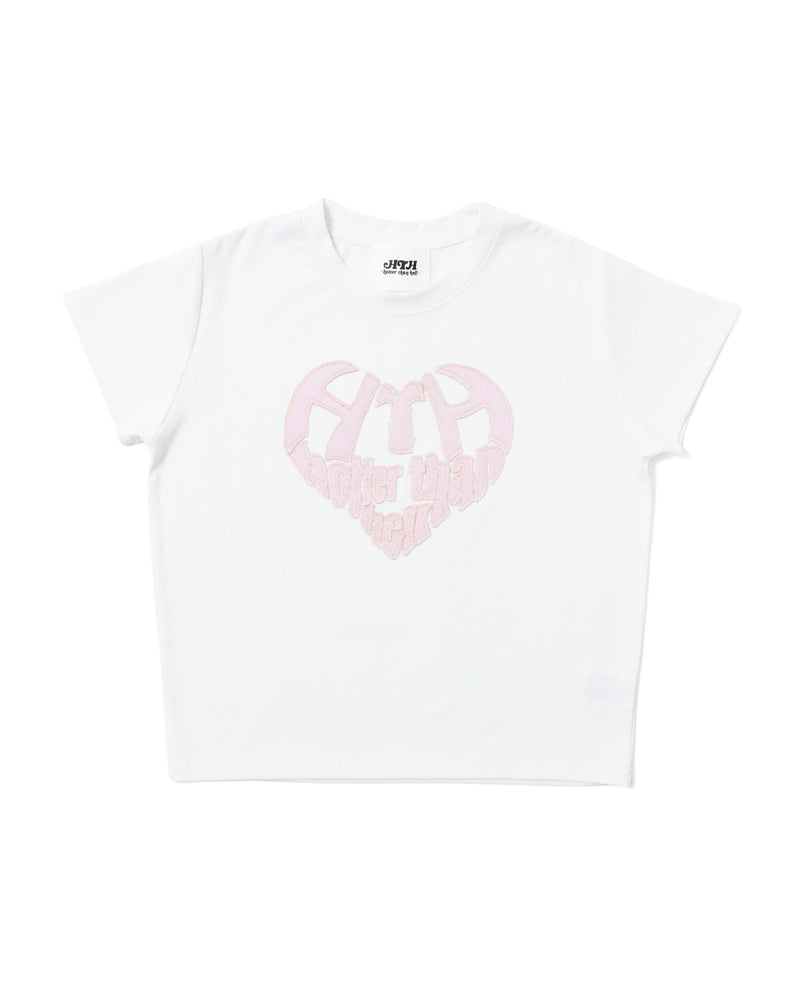 HEART LOGO APPLIQUE CROPPED TEE – YZ