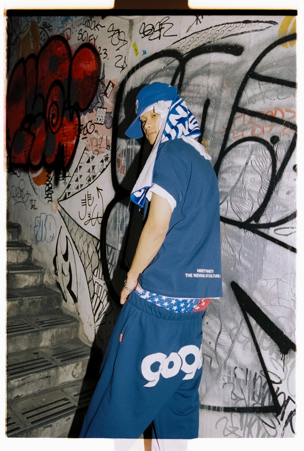 90 Logo Pants(Blue×White) – YZ