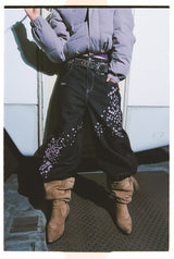 Sakura Embroidered Slub Denim Buggy Pants