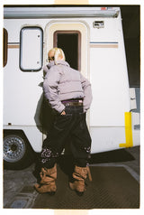 Sakura Embroidered Slub Denim Buggy Pants