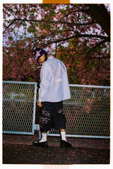 Sakura Embroidered Slub Buggy Jorts