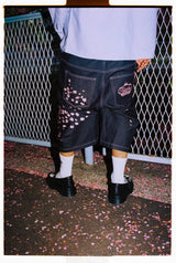 Sakura Embroidered Slub Buggy Jorts