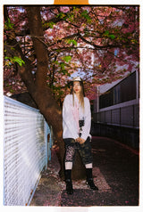 Sakura Embroidered Striped Shirt