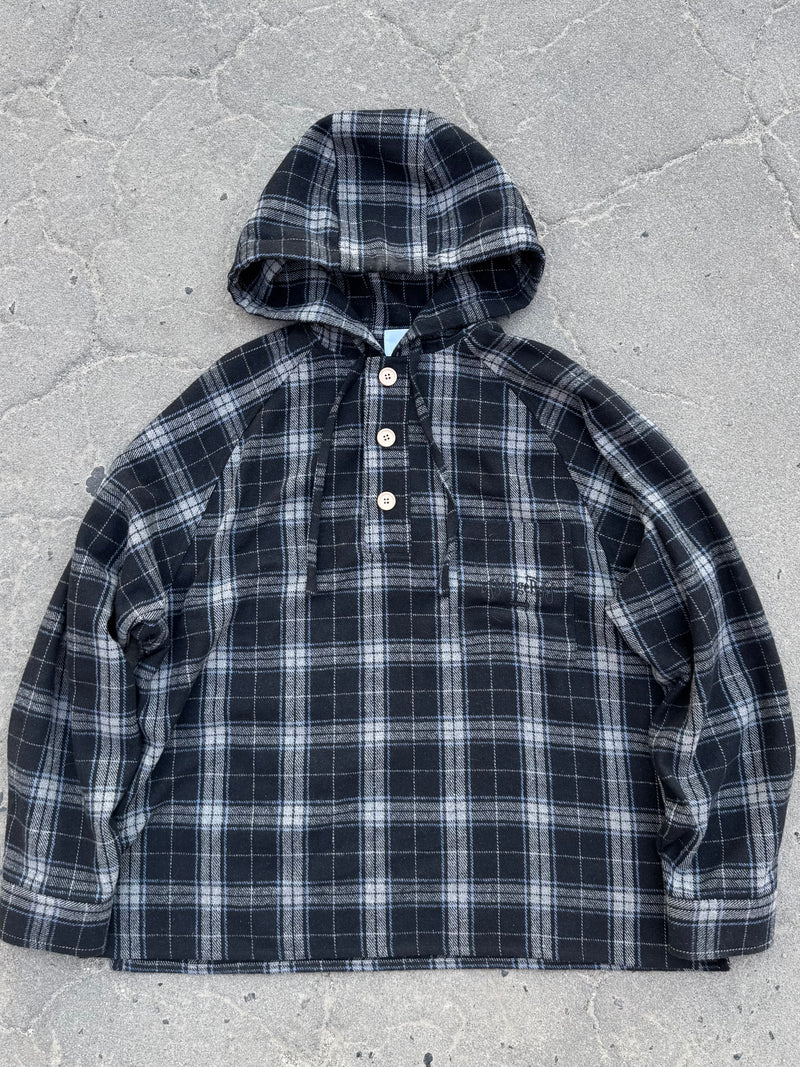 wool like check hood