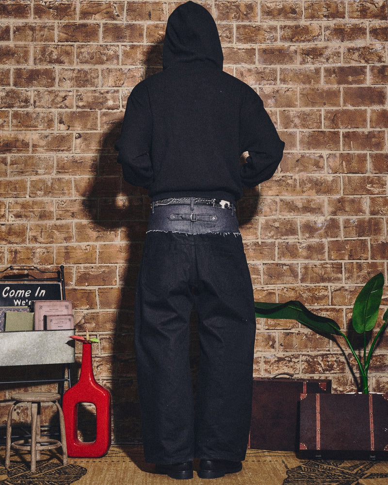 Badway スラックス 黒 BADWAY × B.BALLSY 2up wide denim pants – YZ