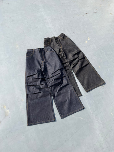 Rigid over tuck buggy denim