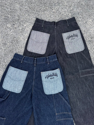 Two tone pocket jeans